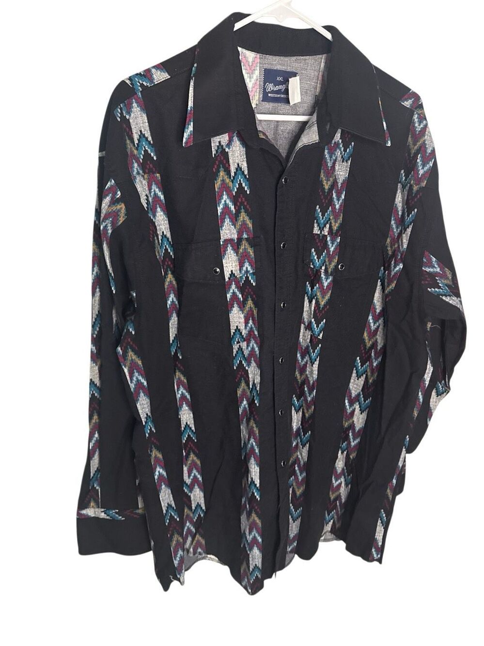 Vintage WRANGLER AZTEC Pearl Snap Western SHIRT Men’s XXL